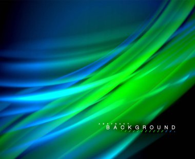 Neon parlayan dalga, sihirli enerji ve ışık arka plan. Vektör duvar kağıdı şablonu