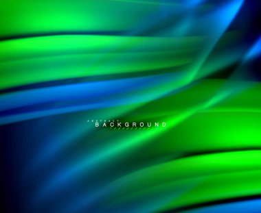 Neon parlayan dalga, sihirli enerji ve ışık arka plan. Vektör duvar kağıdı şablonu