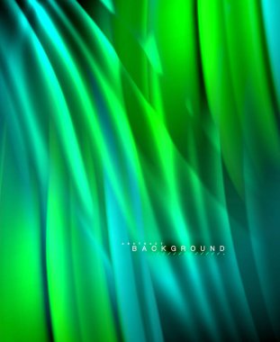 Neon parlayan dalga, sihirli enerji ve ışık arka plan. Vektör duvar kağıdı şablonu