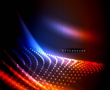 Neon parlayan techno hatları, yüksek teknoloji fütüristik arka plan şablonu kare şekilleri ile