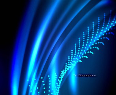 Neon parlayan techno hatları, yüksek teknoloji fütüristik arka plan şablonu kare şekilleri ile