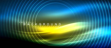 Neon parlayan çizgiler, sihirli enerji uzay ışığı konsepti, soyut arka plan duvar kağıdı tasarımı