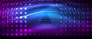 Neon parlayan çizgiler, sihirli enerji uzay ışığı konsepti, soyut arka plan duvar kağıdı tasarımı