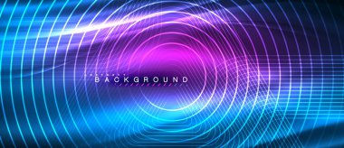 Neon parlayan çizgiler, sihirli enerji uzay ışığı konsepti, soyut arka plan duvar kağıdı tasarımı