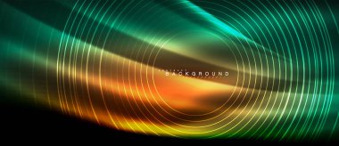 Neon parlayan çizgiler, sihirli enerji uzay ışığı konsepti, soyut arka plan duvar kağıdı tasarımı