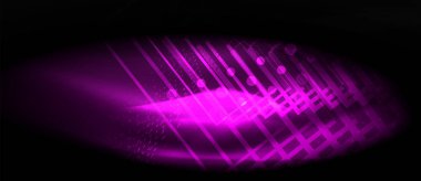 Neon parlayan dalga, sihirli enerji ve ışık arka plan. Duvar kağıdı şablonu, yüksek teknoloji gelecek kavramı