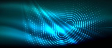 Neon parlayan dalga, sihirli enerji ve ışık arka plan. Duvar kağıdı şablonu, yüksek teknoloji gelecek kavramı