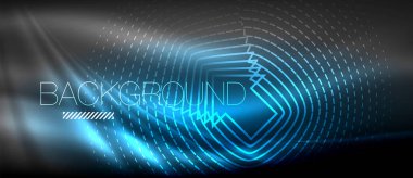 Neon parlayan dalga, sihirli enerji ve ışık arka plan. Duvar kağıdı şablonu, yüksek teknoloji gelecek kavramı