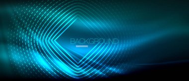 Neon parlayan dalga, sihirli enerji ve ışık arka plan. Duvar kağıdı şablonu, yüksek teknoloji gelecek kavramı