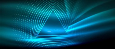 Neon parlayan dalga, sihirli enerji ve ışık arka plan. Duvar kağıdı şablonu, yüksek teknoloji gelecek kavramı