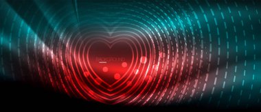 Neon parlayan dalga, sihirli enerji ve ışık arka plan. Duvar kağıdı şablonu, yüksek teknoloji gelecek kavramı