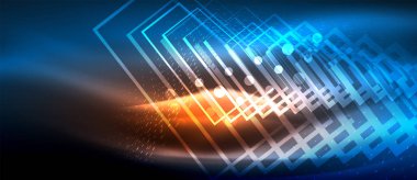 Neon parlayan dalga, sihirli enerji ve ışık arka plan. Duvar kağıdı şablonu, yüksek teknoloji gelecek kavramı