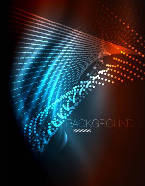 Yumuşak ışık efekti, parlak parlak neon koyu arka plan üzerinde düz çizgiler. Enerji Teknoloji fikir