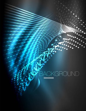 Yumuşak ışık efekti, parlak parlak neon koyu arka plan üzerinde düz çizgiler. Enerji Teknoloji fikir