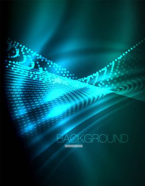 Yumuşak ışık efekti, parlak parlak neon koyu arka plan üzerinde düz çizgiler. Enerji Teknoloji fikir