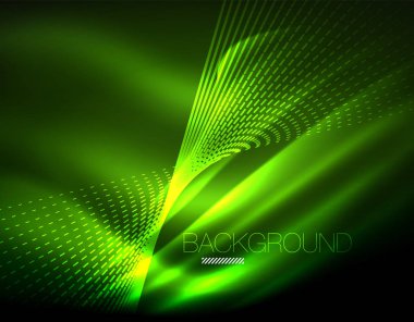 Yumuşak ışık efekti, parlak parlak neon koyu arka plan üzerinde düz çizgiler. Enerji Teknoloji fikir