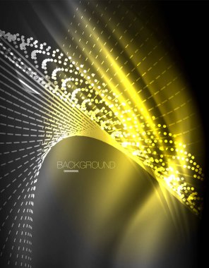 Yumuşak ışık efekti, parlak parlak neon koyu arka plan üzerinde düz çizgiler. Enerji Teknoloji fikir