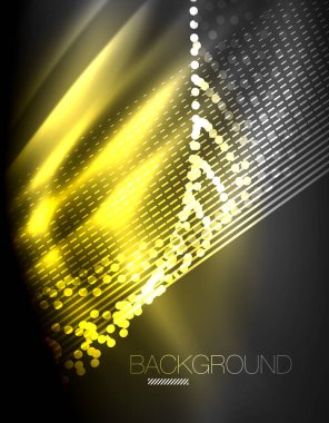 Yumuşak ışık efekti, parlak parlak neon koyu arka plan üzerinde düz çizgiler. Enerji Teknoloji fikir