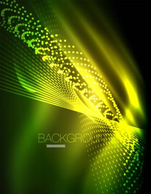 Yumuşak ışık efekti, parlak parlak neon koyu arka plan üzerinde düz çizgiler. Enerji Teknoloji fikir