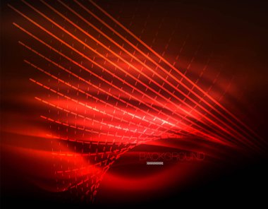 Yumuşak ışık efekti, parlak parlak neon koyu arka plan üzerinde düz çizgiler. Enerji Teknoloji fikir