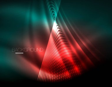 Yumuşak ışık efekti, parlak parlak neon koyu arka plan üzerinde düz çizgiler. Enerji Teknoloji fikir