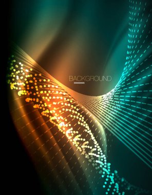 Yumuşak ışık efekti, parlak parlak neon koyu arka plan üzerinde düz çizgiler. Enerji Teknoloji fikir