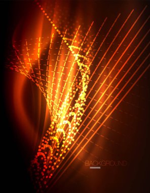 Yumuşak ışık efekti, parlak parlak neon koyu arka plan üzerinde düz çizgiler. Enerji Teknoloji fikir