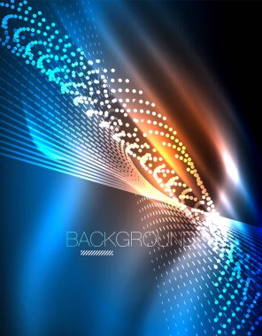 Yumuşak ışık efekti, parlak parlak neon koyu arka plan üzerinde düz çizgiler. Enerji Teknoloji fikir