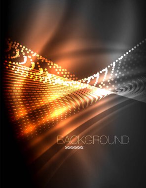 Yumuşak ışık efekti, parlak parlak neon koyu arka plan üzerinde düz çizgiler. Enerji Teknoloji fikir