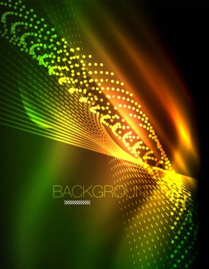 Yumuşak ışık efekti, parlak parlak neon koyu arka plan üzerinde düz çizgiler. Enerji Teknoloji fikir