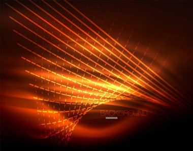 Yumuşak ışık efekti, parlak parlak neon koyu arka plan üzerinde düz çizgiler. Enerji Teknoloji fikir