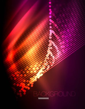 Yumuşak ışık efekti, parlak parlak neon koyu arka plan üzerinde düz çizgiler. Enerji Teknoloji fikir