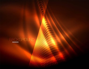 Yumuşak ışık efekti, parlak parlak neon koyu arka plan üzerinde düz çizgiler. Enerji Teknoloji fikir