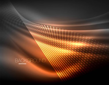 Yumuşak ışık efekti, parlak parlak neon koyu arka plan üzerinde düz çizgiler. Enerji Teknoloji fikir