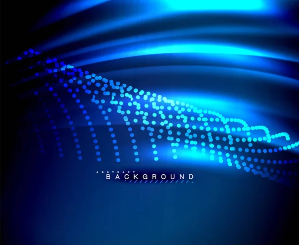 Neon glødende techno linjer, høyteknologisk futuristisk abstrakt bakgrunnsmal med firkantede former – stockvektor
