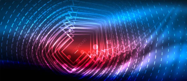 Neon parlayan dalga, sihirli enerji ve ışık arka plan. Duvar kağıdı şablonu, yüksek teknoloji gelecek kavramı