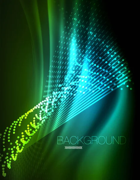 Yumuşak ışık efekti, parlak parlak neon koyu arka plan üzerinde düz çizgiler. Enerji Teknoloji fikir