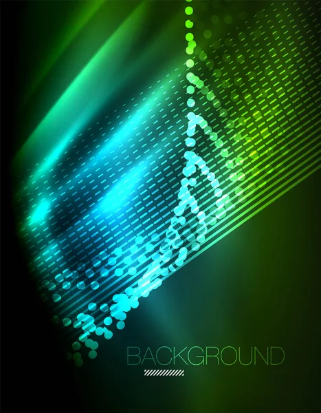 Yumuşak ışık efekti, parlak parlak neon koyu arka plan üzerinde düz çizgiler. Enerji Teknoloji fikir