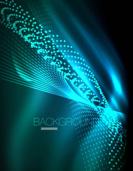 Yumuşak ışık efekti, parlak parlak neon koyu arka plan üzerinde düz çizgiler. Enerji Teknoloji fikir