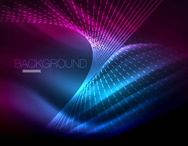 Yumuşak ışık efekti, parlak parlak neon koyu arka plan üzerinde düz çizgiler. Enerji Teknoloji fikir