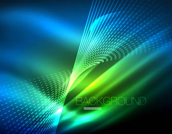 Yumuşak ışık efekti, parlak parlak neon koyu arka plan üzerinde düz çizgiler. Enerji Teknoloji fikir