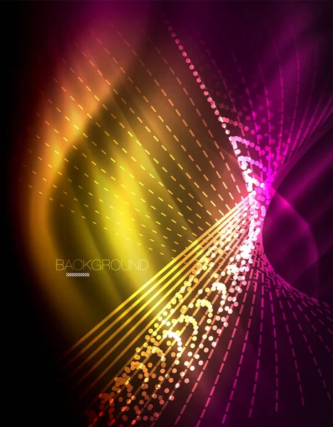 Yumuşak ışık efekti, parlak parlak neon koyu arka plan üzerinde düz çizgiler. Enerji Teknoloji fikir