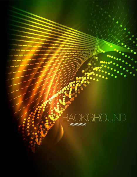 Soepele lichteffect, rechte lijnen op gloeiende neon glanzende donkere achtergrond. Energie technologie idee — Stockvector