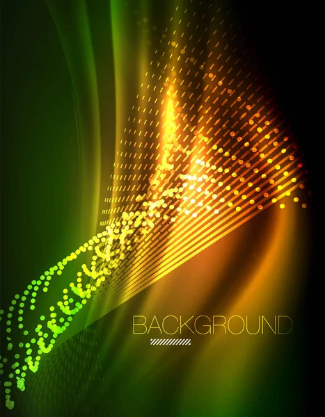 Yumuşak ışık efekti, parlak parlak neon koyu arka plan üzerinde düz çizgiler. Enerji Teknoloji fikir