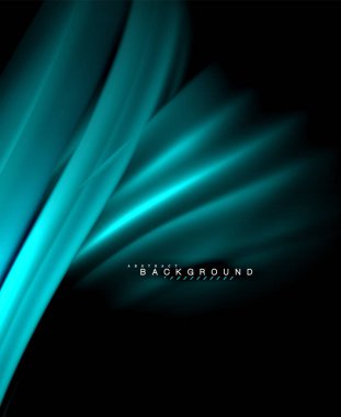 Neon parlayan dalga, sihirli enerji ve ışık arka plan. Vektör duvar kağıdı şablonu