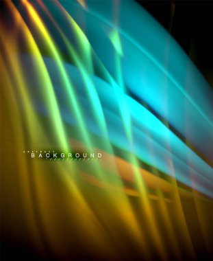 Neon parlayan dalga, sihirli enerji ve ışık arka plan. Vektör duvar kağıdı şablonu