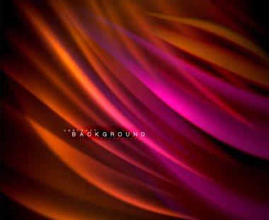 Neon parlayan dalga, sihirli enerji ve ışık arka plan. Vektör duvar kağıdı şablonu, illüstrasyon