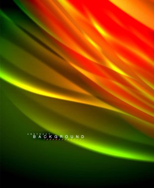 Neon parlayan dalga, sihirli enerji ve ışık arka plan. Vektör duvar kağıdı şablonu