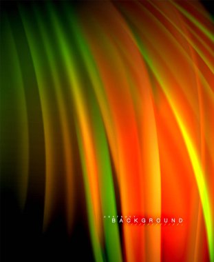 Neon parlayan dalga, sihirli enerji ve ışık arka plan. Vektör duvar kağıdı şablonu