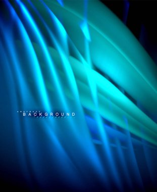 Neon parlayan dalga, sihirli enerji ve ışık arka plan. Vektör duvar kağıdı şablonu